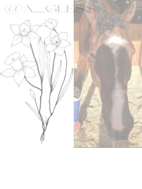 Flower bouquet in shape of horse facial markings #pettattoo #horsetattoo #horse #flowertattoo #bouquettattoo #birthflower #equestrian #hearthorse Horse Marking Tattoo, Horse Tattoo With Flowers, Marking Tattoo, Equestrian Tattoo, Facial Markings, Horse Markings, Horse Flowers, Bouquet Tattoo, Horse Heart