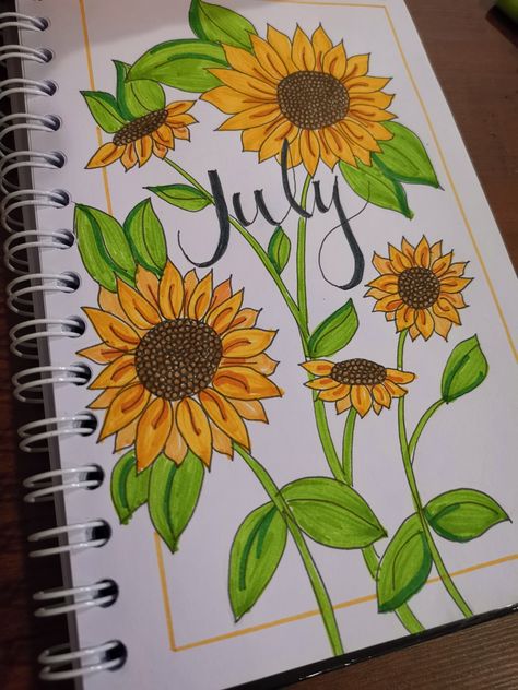 Sunflower Journal, Bullet Journal Month, Cute Couple Gifts, Oil Pastel Drawings, Diary Ideas, Bullet Journal Writing, Bullet Journal Art, Cute Doodles Drawings, Book Art Diy