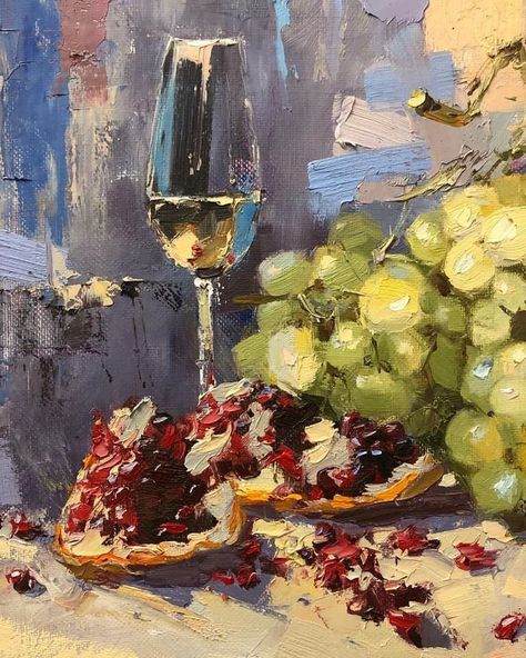 Wine Still Life Painting, Grape Oil Painting, Wine Glass Painting Canvas, Textured Paint Wall, Abstract Fruit Painting, Wine Art Painting, Still Life Art Painting, Emma Connolly, Painting Grapes