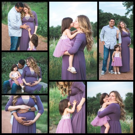 Family Pictures Purple Outfit Ideas, Purple And Navy Family Pictures, Family Photo Purple Color Scheme, Purple Dress Maternity Pictures, Family Photos Purple Outfit Ideas, Purple Maternity Dress Photoshoot, Purple Family Pictures Outfits, Family Photos Purple, Purple Family Pictures