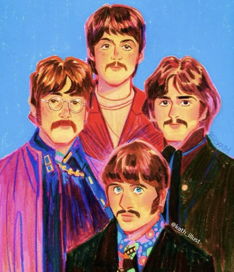 The Beatles, Art, Music Aesthetic Beatles, Beatles Illustration, Yellow Submarine Art, Beatles Drawing, Beatles Fan Art, Beatles Artwork, Beatles Cartoon, Sweet Drawings, Beatles Pictures