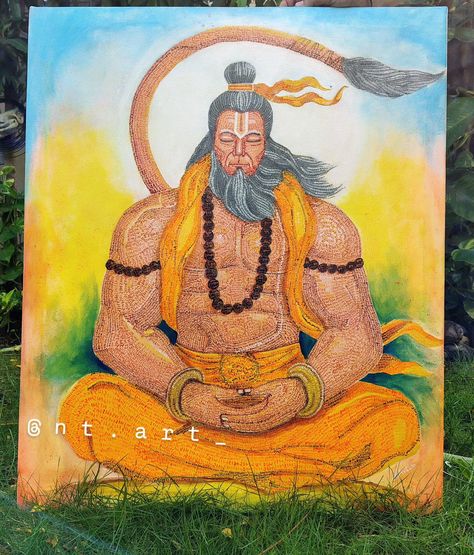 Full painting made with "RAM" Name only with paint brush 🖌️ Comment "Jai shree RAM"🙏 Don't forget to share, save and show some love 💕 Share your views in the comment Title:- Dhyan Canvas Size 30×36 inches Acrylic paint on canvas Art for sale Shipping available @nt.art_ Follow for more Contact for 8741860669 online art classes and order hand-painted canvas painting. #hanumanji #hanuman #bajrangbali #lordhanuman #ram #hanumanchalisa #jaishreeram #jaihanuman #hindu #hanumanjayanti #hindu... Shree Ram Painting Canvas, Hanuman Painting Acrylic, Hanuman Painting, Ram Name, Canvas Art For Sale, Name Paintings, Online Art Classes, Acrylic Paint On Canvas, Shree Ram