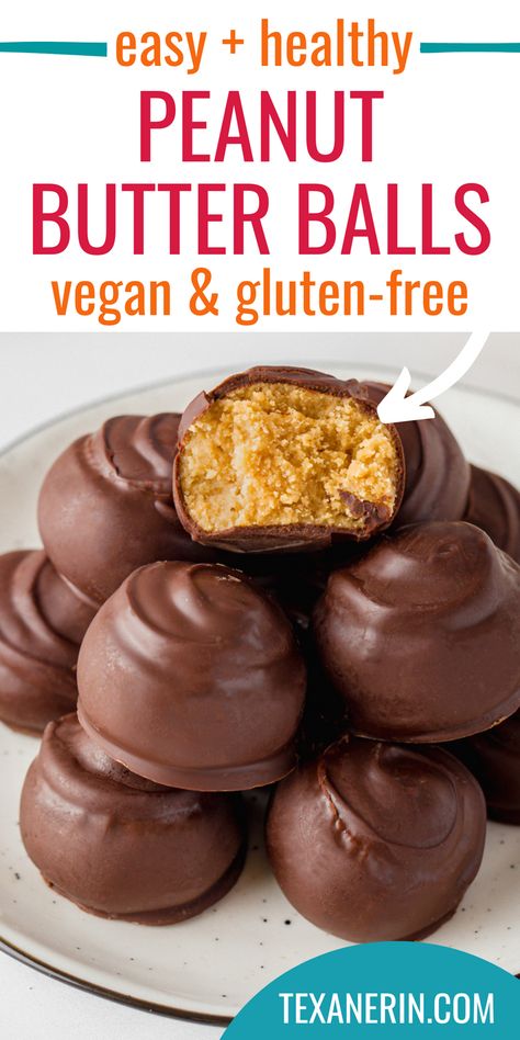 Satisfy your sweet tooth with these Chocolate Peanut Butter Balls! These healthy peanut butter snacks are rich in protein and make for a quick energy boost. Perfect for a nutritious dessert or a post-workout snack, you’ll love these gluten-free delights! Also grain-free and vegan. Chocolate Peanut Butter Energy Bites, Energy Balls Peanut Butter Chocolate, Dairy Free Peanut Butter Balls, Quick Healthy Chocolate Snacks, Healthy Pb Balls, Protein Powder Peanut Butter Balls, Almond Flour Peanut Butter Balls, Gluten Free Protein Desserts, Grain Free Protein Balls