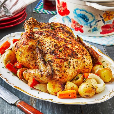 Roast Chicken In Dutch Oven, Chicken In Dutch Oven, Dutch Oven Roast, Oven Roast Chicken, Dutch Oven Roast Chicken, Fall Chicken Recipes, Chicken Roast, Poultry Dishes, Chicken Recipies