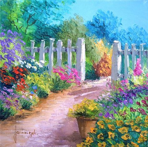 JM Janiaczyk Akiane Kramarik Paintings, Easy Landscape Paintings, Jean Marc, Image Nature, Garden Painting, Garden Path, Arte Floral, Landscape Wallpaper, Oil Painting Landscape