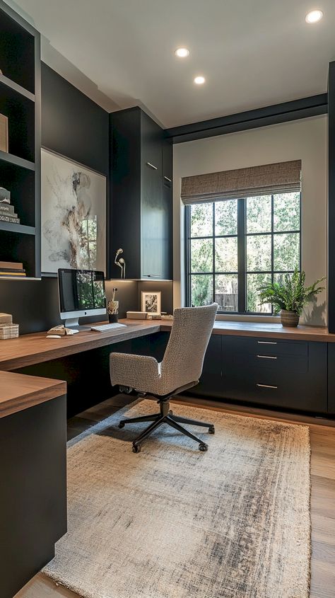 Discover stunning home office ideas to elevate your workspace. Explore stylish tips to transform your home office into a chic environment! Garage Home Office, Modern Home Offices, Stylish Tips, Office Room Decor, Office Makeover, Professional Style, Custom Home Designs, Modern Home Office, Outfits Classy