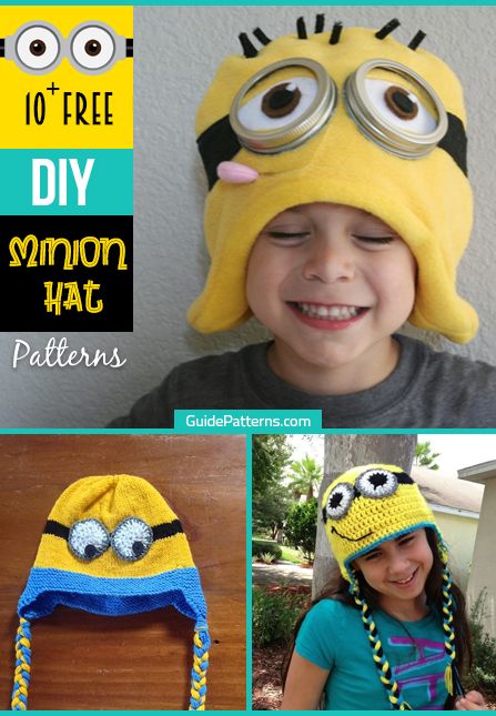 10+ Free DIY Minion Hat Patterns | Guide Patterns Crochet Minion Hat Pattern Free, Creepy Crochet, Minion Beanie, Minion Crochet Hat, Minion Hat, Diy Minions, Yellow Minion, Construction Hat, Girl Minion