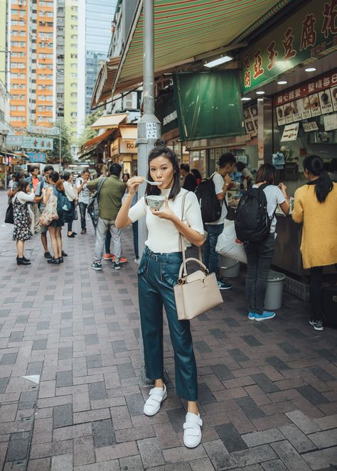 Self portrait ruffle leather pants and acne studios sneakers in Hong Kong Hong Kong Outfit, Hongkong Outfit Travel, Hong Kong Street Fashion, Hong Kong Travel Photography, Hongkong Outfit, Jenny Tsang, Tofu Pudding, Hong Kong Fashion, Hong Kong Travel