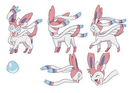 Sylveon Reference, Eevee Sylveon, Pokémon Design, Pikachu And Eevee, Concept Art Books, Fairy Type Pokemon, Pokemon Sketch, Character Model Sheet, Character Model