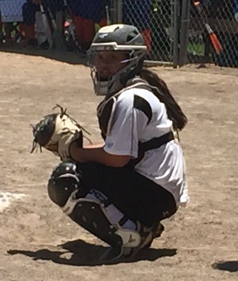 Softball catcher, SoCal Diamonds Catching Softball, Softball Catcher, Softball Pictures, Softball, Diamonds, Hairstyles, Baseball, Collage, Sports