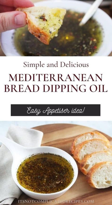 This delicious Bread Dipping Oil with Mediterranean flavours takes minutes to prepare, and makes a fabulous appetiser! Serve with your favourite bread, some shavings of Parmesan cheese and a glass of wine! #breaddippingoil #dippingoil #flavouredoil #mediterraneandippingoil #mediterraneranflavours #appetisers #cravecookconsume #itsnotcomplicatedrecipes Bread Dipping Sauce, Mediterranean Bread, Bread Dipping Oil Recipe, Dipping Oil Recipe, Greek Bread, Recipe For Bread, Olive Oil Dip For Bread, Olive Oil Dip, Bread Oil