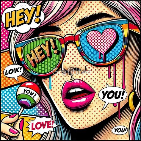 Pop Art 4096 by Grafititee | Redbubble Pop Art Images Ideas, Pop Art Characters, Pop Art Images, Typography Branding, Illustration Love, Cool Pencil Drawings, Funky Style, Love Theme, Pop Art Comic