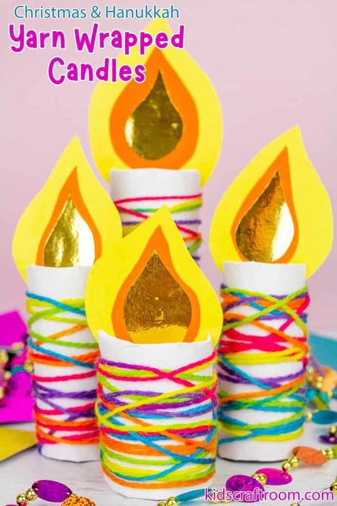 Kwanza Crafts For Kids, Christmas Candle Crafts, Rolled Candles, Kids Candles, Hanukkah Crafts, Kids Craft Room, Candle Ornament, Paper Candle, Candle Wrap