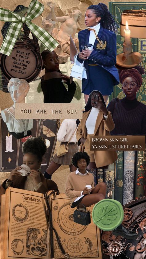 Dark Skin Dark Academia, African Academia Aesthetic, Black Women Academia Aesthetic, Dark Academia Media Room, Black Academic Aesthetic, Black Professor Aesthetic, Light Academia Aesthetic Black Women, Hobbies Aesthetic Black Women, Black Women Dark Academia Aesthetic