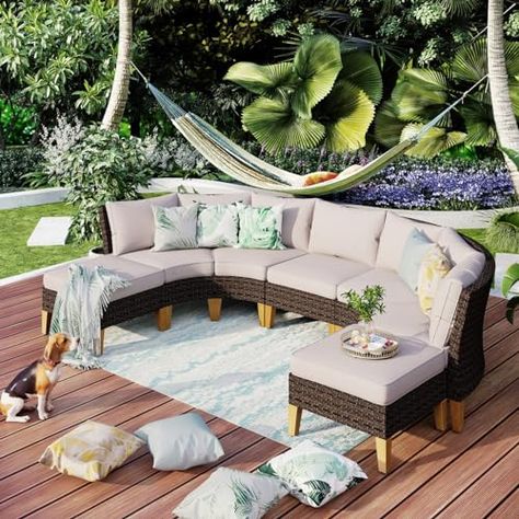 Curved Sectional Sofa, Curved Sectional, Wicker Patio Furniture Set, Rattan Outdoor, Furniture Sofa Set, Patio Sofa Set, Wicker Decor, Wicker Patio Furniture, Outdoor Living Patio