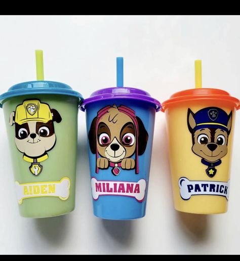 Paw Patrol Cups, Purple Cups, Paw Patrol Characters, Church Design, Son Love, Kids Church, Cadillac Escalade, Tumbler Design, Bday Party