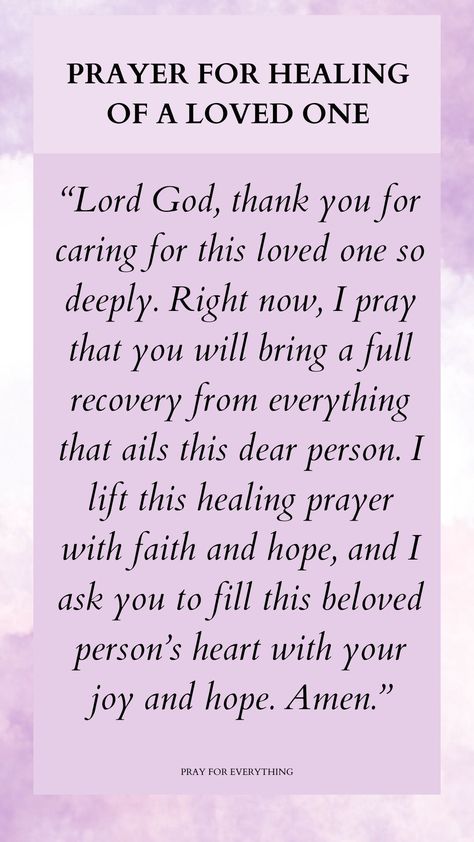 As you pray for a loved one, remember that God hears your words and will respond in his perfect timing.  Here is a sample prayer to pray. Pray For Healing For Someone, Praying For You, Praying For Healing For Someone, Prayer For Loved Ones, Sample Prayer, Healing Prayers, Praying For Someone, Prayer For Health, Healing Prayer