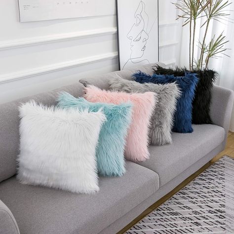 need a finishing touch to your baddie inspired living room decor then these are for you Seat Window, Fluffy Throw Pillows, Black Decorative Pillows, Faux Fur Pillow, Home Decor Hooks, Home Decor Crate, Bedroom Floor, Bed Car, Faux Fur Throw Pillow