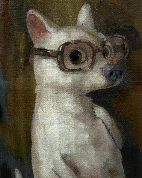 Alison Friend on Instagram: "‘Dog In Gucci Glasses’and ‘Audrey (quietly judging)’ are in an exhibition at a friends gallery, @murama_artspace They are both available so drop Nan a DM if you’re interested. She can ship internationally. Or if you’re in the area go and have a look at the show. It’s full of lovely pieces by some great Northern artists. 🥰 I believe it is on until Dec 23rd . Presenting the rich and varied breadth of painting taking place in northern England today, Mura Ma has gathered 14 northern contemporary painters for its final exhibition of the year. Precious Little will feature two small paintings from each of the following artists; Sue Asbury, Nan Collantine, Rob Hall, Ghislaine Howard, Kate Jacob, Josie Jenkins, Joe Kiney-Whitmore, Alison McVey, Jen Orpin, Joe O’Rou Cute Dog Painting, Alison Friend Dog, Funny Dog Illustration Art, Alison Friend, Funny Dog Paintings On Canvas, Funny Dog Art, Dog And Owner Painting, Dogs In Suits Painting, Dog Glasses