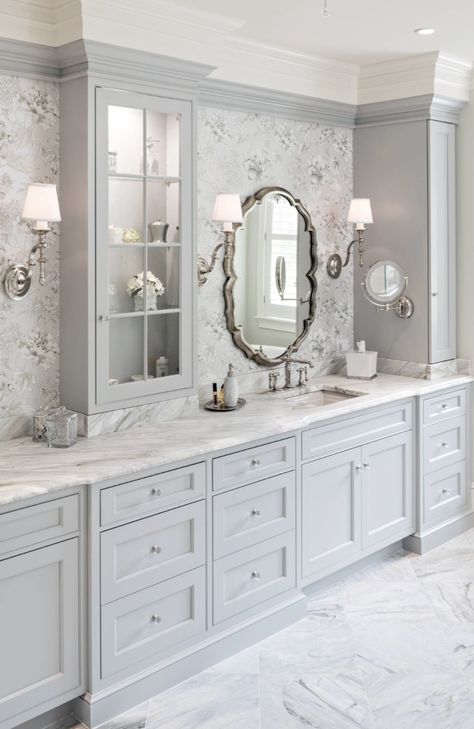 Master Bath Inspiration Traditional, Elegant Master Bath, Luxury Bathroom Master Baths, French Bathroom, Bathroom Cabinets Designs, Bathroom Plans, Bathroom Vanity Designs, Bathroom Remodel Designs, Bathroom Inspiration Decor