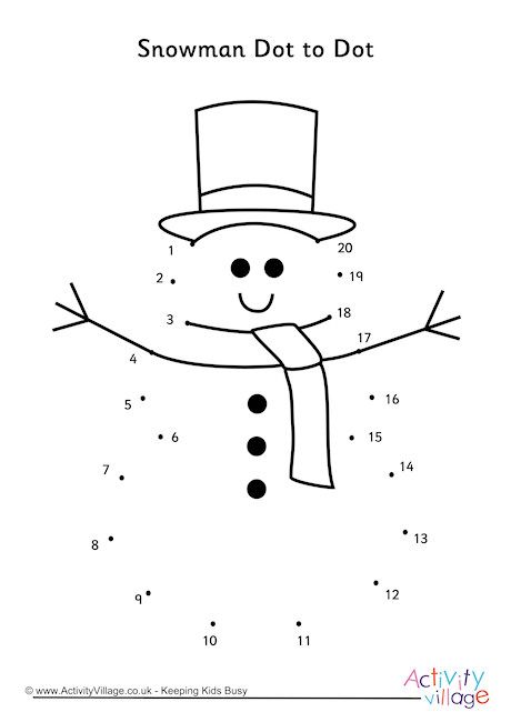 Snowman Dot to Dot Dot To Dot Printables For Kids Free 1-10, Winter Crafts For Kindergarten, Dot To Dot Christmas, Snowman Worksheet, Christmas Dot To Dot, Joining Dots, Activity Village, Dot Worksheets, Christmas Worksheets