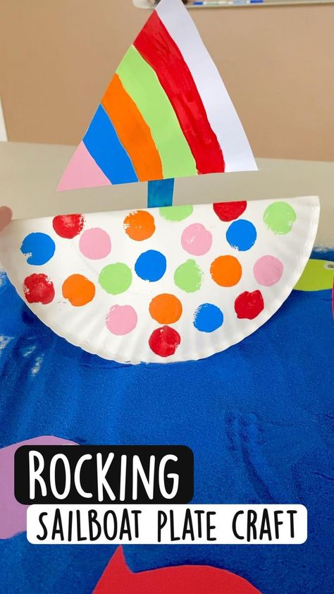 Rocking | Preschool crafts, Preschool art activities, Toddler arts and crafts Plate Crafts For Kids, Summer Preschool Crafts, Transportation Crafts, Paper Plate Crafts For Kids, Crafts Preschool, Summer Preschool, Toddler Arts And Crafts, Summer Crafts For Kids, Preschool Art Activities