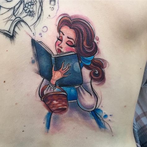 Belle Disney tattoo ❤️ Bella Disney, Belle Tattoo, Beauty And The Beast Tattoo, Tattoo Disney, Disney Sleeve, Bookish Tattoos, Disney Princess Tattoo, Princess Tattoo, Tattoo Henna