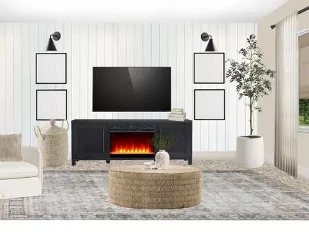 Tv wall design with vertical shiplap 🤩 #LTKhome Vertical Shiplap, Family Friendly Living Room, Farmhouse Coastal, Shiplap Accent Wall, Tv Wall Design, Round Chandelier, Design Board, Coastal Farmhouse, Christmas Ball