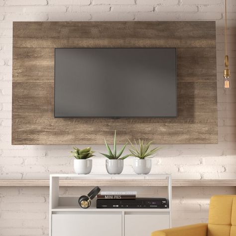 Wade Logan® Hawkinsville Floating TV Stand for TVs up to 75" & Reviews | Wayfair Vinyl Wall Panels, Floating Entertainment Center, Floating Tv Stand, Floating Tv, Wall Planks, Pvc Wall Panels, Cool Tv Stands, Reclaimed Wood Wall, 3d Wall Panels