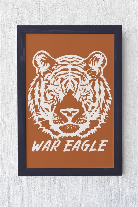 Auburn Wall Decor, Auburn Decorations, Drawing Of Tiger, Auburn Dorm, Auburn Decor, Rustic Cottage Core, Room Decor College, Alabama College, Auburn Alabama