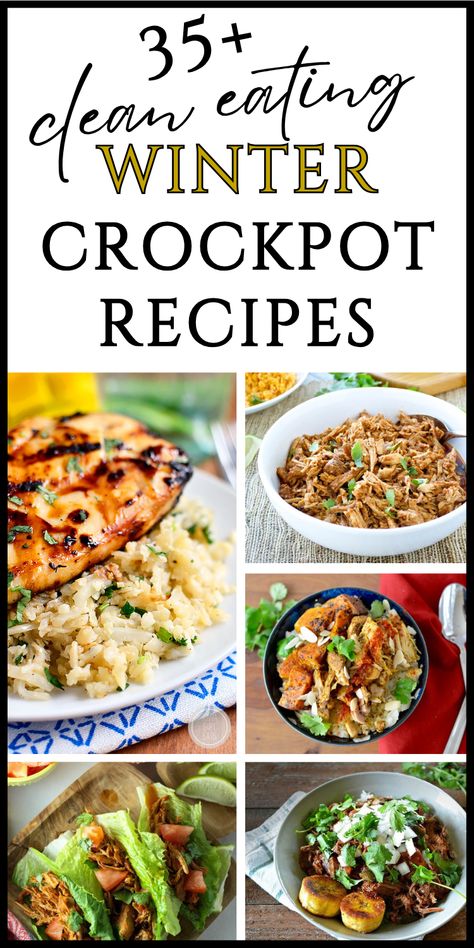 Crockpots are the way to go for easy, simple dinners! You can still make healthy meals your family will love! Here are 35+ clean eating crockpot dinners.  Many of these clean eating recipes are also paleo & Whole30 compliant. Simple healthy weeknight dinners for families! Read to get started for amazing healthy crockpot recipes! A great way to support a healthy clean eating lifestyle! These are great ideas for healthy winter crockpot recipes - cozy for body & soul! Healthy All Day Crockpot Meals, Quick Easy Whole Food Recipes, Clean Crock Pot Recipes, Winter Crockpot Meals Healthy, Easy Healthy Winter Dinners Crockpot, Whole Foods Crockpot Recipes, Best Winter Crockpot Recipes, Crockpot Chicken Recipes Healthy Clean Eating Crock Pot, Snow Day Crockpot Meals