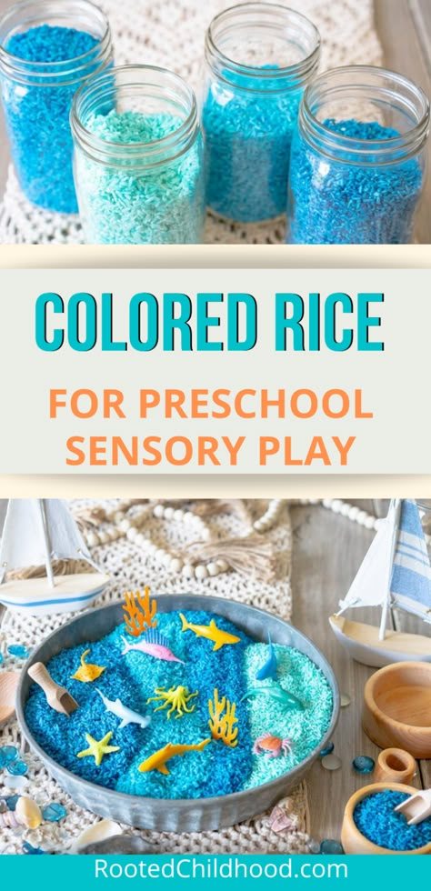 Sea Themed Preschool Activities, Ocean Art For Infants, Ocean Sensory Play, Sensory Fillers, Summer Studying, Rainbow Fish Activities, Ocean Decorations, Ocean Sensory, Underwater Activities