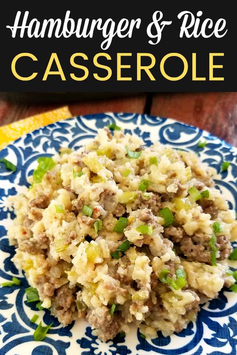 Hamburger And Rice Casserole, Hamburger Meat Recipes Ground, Casserole Ground Beef, Hamburger Rice Casserole, Hamburger Rice, Ground Beef And Rice, Easy Baked Pork Chops, Hamburger Dishes, Ground Beef Recipes Healthy