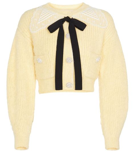 Self-Portrait - Crystal-embellished cardigan | Mytheresa Elegant Fashion Outfits, Pretty Cardigans, Embellished Cardigan, Yellow Cardigan, Cute Cardigans, Shine Bright Like A Diamond, Daily Look, Thom Browne, Asian Fashion