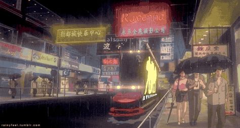 Rainy night.    Ghost in the Shell (1995)    Cyberpunk Anime & Melancholic Rain 90s Anime Aesthetic Wallpaper, 90s Anime Aesthetic, Anime Aesthetic Wallpaper, Anime Vibe, Solar Punk, Japanese Animated Movies, Anime City, Cyberpunk City, Wallpaper Dekstop