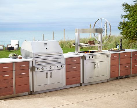 Kalamazoo Outdoor Gourmet Products Gaucho Grill, Stainless Steel Sheet Metal, Backyard Renovation, Outdoor Cabinet, Ipe Wood, Fire Grill, Stainless Steel Sheet, Steel Panels, Kitchen Cabinetry