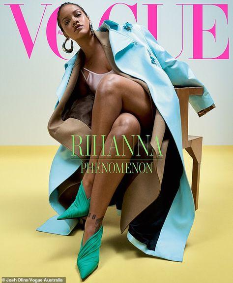 Global phenomenon! Rihanna, 31, looks powerful in a pale pink slip dress and two statement trench coats as she graces the May issue of Vogue Australia Rihanna Vogue, Rihanna Cover, Christine Centenera, Pink Slip Dress, Vanessa Morgan, Magazine Vogue, Global Dress, Jenna Dewan, Sofia Richie