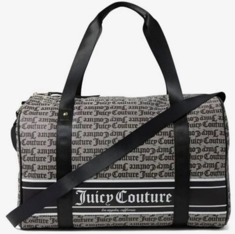 NWT | Juicy Couture | Black Logo Billboard Duffle Weekender Bag Duffle Gothic Bags, Clear Travel Bag, Juicy Couture Logo, Rolling Duffle Bag, Gothic Bag, Leopard Bag, Juicy Couture Purse, Mini Crossbody Purse, Oversized Bag