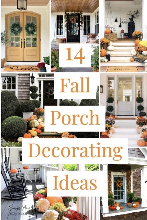 Rustic Fall Porch Decorating Ideas, Fall Decor For Front Porch, Farmhouse Fall Porch Decor, Porch Fall Decorating Ideas, Rustic Fall Porch, Fall Porch Decorating Ideas, Fall Porch Decor Ideas, Fall Porches, Fall Entryway Decor