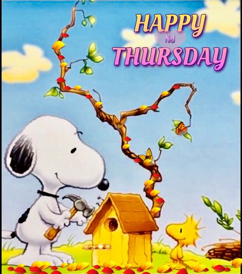 Snoopy Happy Thursday, Happy Thursday Snoopy, Thursday Snoopy, Snoopy Thursday, Happy Birthday Snoopy Images, Snoopy Good Morning, Happy Thursday Pictures, Text Pic, Snoopy Happy Dance