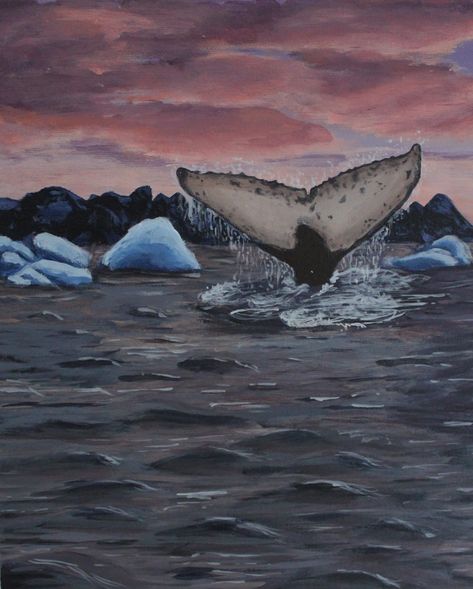 Artic Painting, Arctic Painting, Whale Drawing, Ocean Drawing, Whale Painting, Scenery Art, Arctic Ice, Ice Art, Painting Series