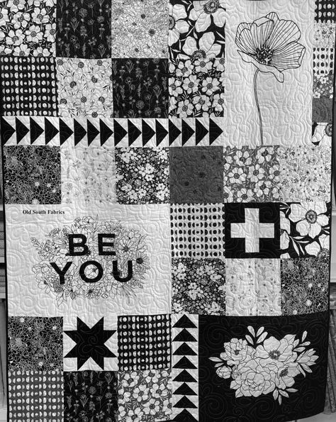 Monochromatic Quilts, Monochromatic Quilt, Black And White Quilt, Free Spirit Art, Alphabet Quilt, Black And White Quilts, Spirit Art, Quilt Stores, Fabric Kit