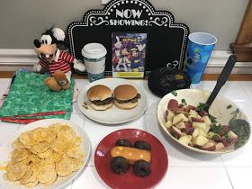 Reel Fancy Dinners: An Extremely Goofy Movie Dinner Goofy Movie Themed Food, A Goofy Movie Dinner And A Movie, Caribou Coffee, Nacho Chips, Movie Night Food, Bbq Burgers, Goofy Dog, Disney Movie Night, Disney Dinner