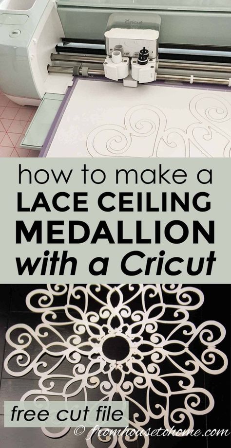 Diy Ceiling Medallion, Ceiling Medallions Diy, Plum Bedroom, Covering Popcorn Ceiling, Removing Popcorn Ceiling, Glam Lighting, Sewing Room Storage, Faux Tin, Lace Diy