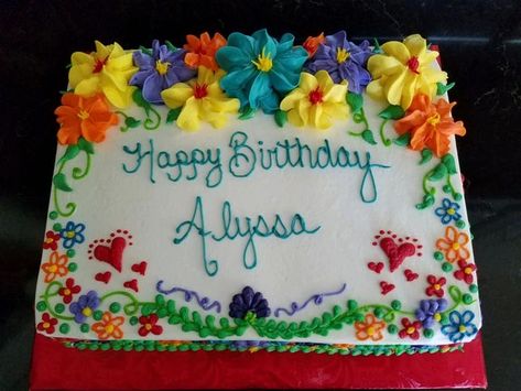 Fiesta Sheet Cake, Cinco De Mayo Birthday Cake, Mexican Themed Cakes, Sheet Cake Ideas, Mexican Theme Baby Shower, Mexican Cake, Mexican Birthday Parties, Fiesta Cake, Birthday Sheet Cakes