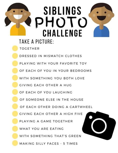 Family Photo Challenge Ideas, Fun Things To Do With Siblings, Teachers Inspiration, Photography Challenges, Family Worksheets, Family Challenge, Keeping Busy, Photography Group, Sibling Photos