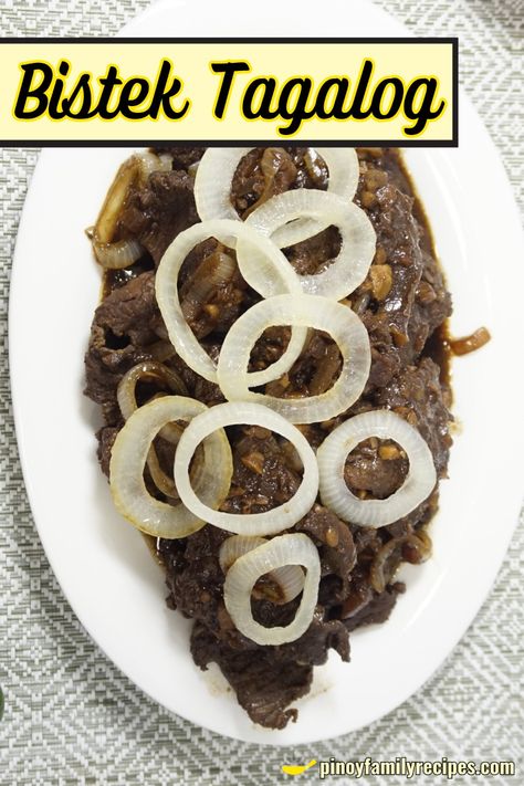 Elevate your dinner with this delicious Bistek Tagalog recipe. Tender beef slices in a tangy sauce—ideal for a hearty meal! Filipino Beef Steak Recipes, Bistek Tagalog Recipe, Beef Steak Recipe, Bistek Tagalog, Beef Steak Recipes, Filipino Dishes, Steak Recipe, Tender Beef, Savory Sauce