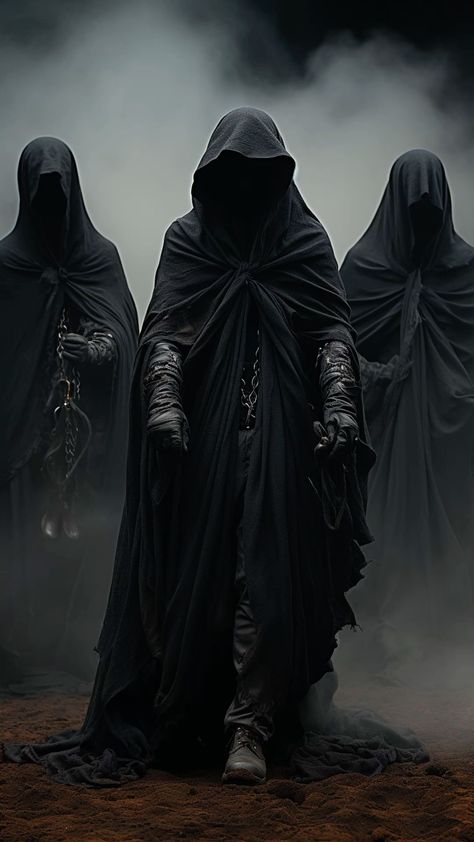 Cloaked Man Aesthetic, Black Cloak With Hood, Eerie Aesthetic, Joker Dark Knight, Dark Visions, Grim Reaper Art, Black Cloak, Dark Fantasy Artwork, Gothic Wallpaper