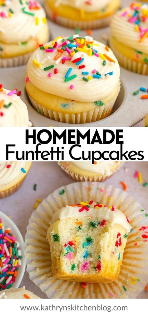 Homemade Funfetti Cupcakes, Funfetti Cupcake Recipe, Cupcakes Funfetti, Homemade Sour Cream, Confetti Cupcakes, Funfetti Cupcakes, Dessert Mousse, Broma Bakery, Homemade Cupcakes