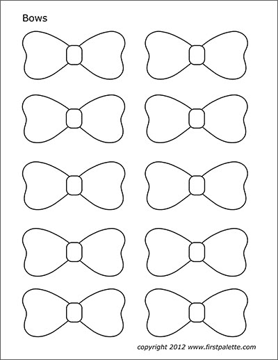 Bows | Free Printable Templates & Coloring Pages | FirstPalette.com Free Bow Template Printable, Free Blippi Printables, Bow Template Printable Free, Royal Icing Templates Free Printable, Bow Coloring Pages, Kite Template, Bow Tie Template, Bow Printable, Moldes Para Baby Shower